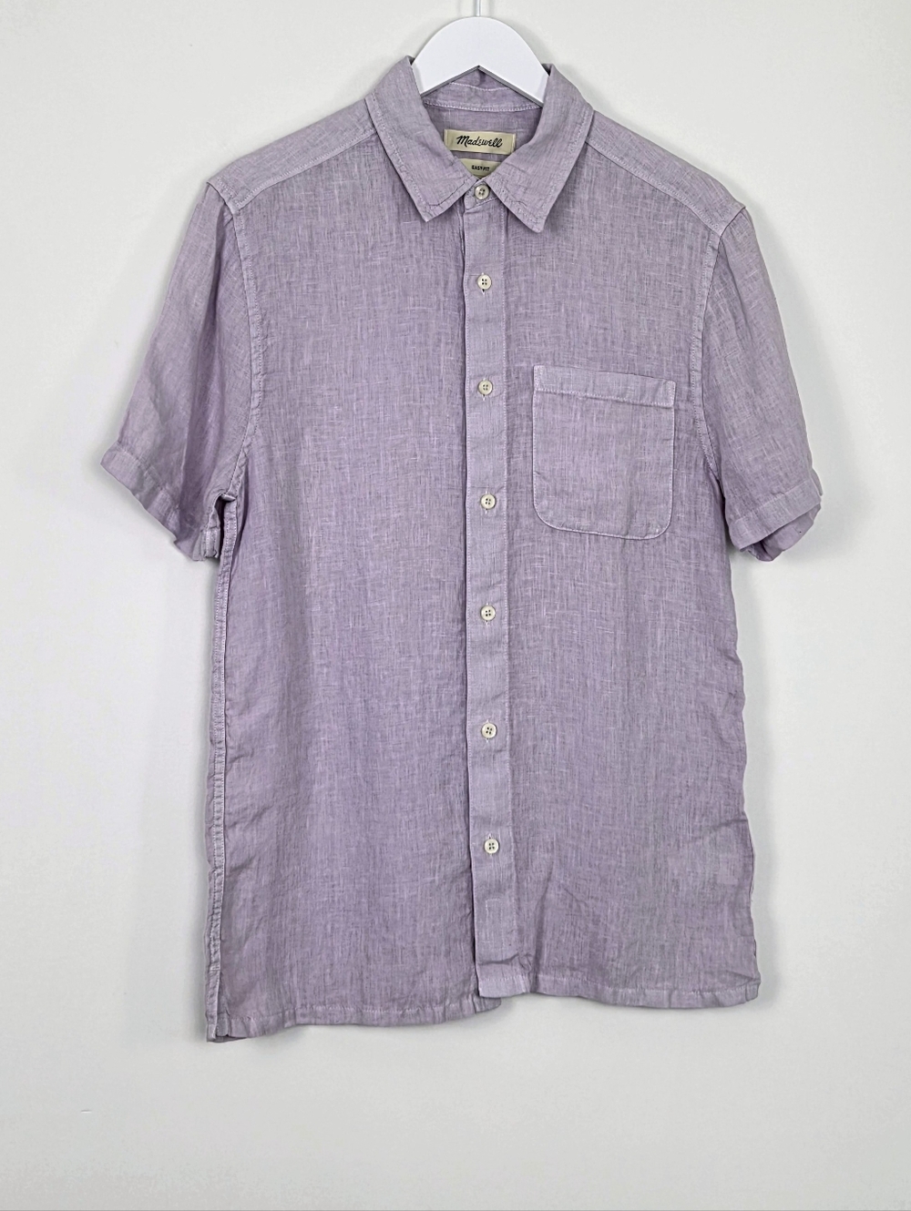Madewell Easy-Fit 100% Linen Lavender Short Sleeve Button-Up Shirt Men Size XS